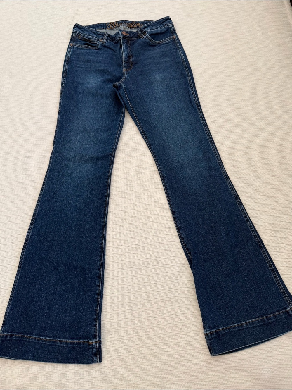Wrangler Retro High Rise Trouser Jeans Gabriella Dark Wash Flare Size 30x36